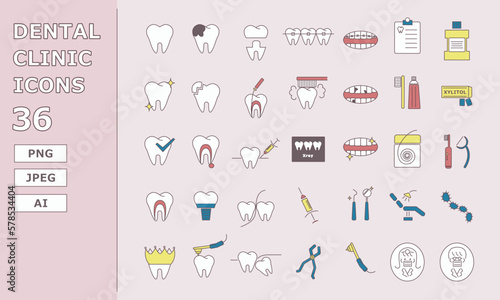 dental clinic icons set