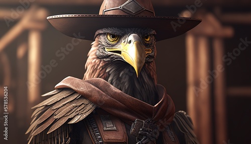 sharpshooter hawk digital art illustration, Generative AI photo