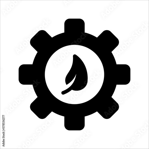 Leaf and gear. Eco industry icon concept. vector illustration on white background.