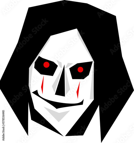 Obraz na plátně Character vector illustration of halloween creapy face with red eyes and blood,