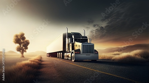  truck on road,generative AI