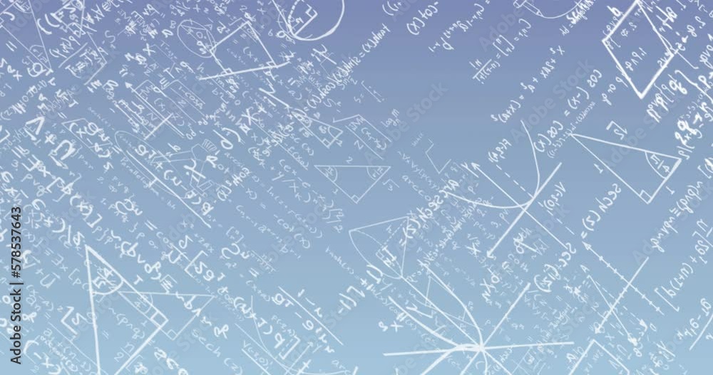 Animation of mathematical data processing on blue background Animation of mathematical data processing on blue background