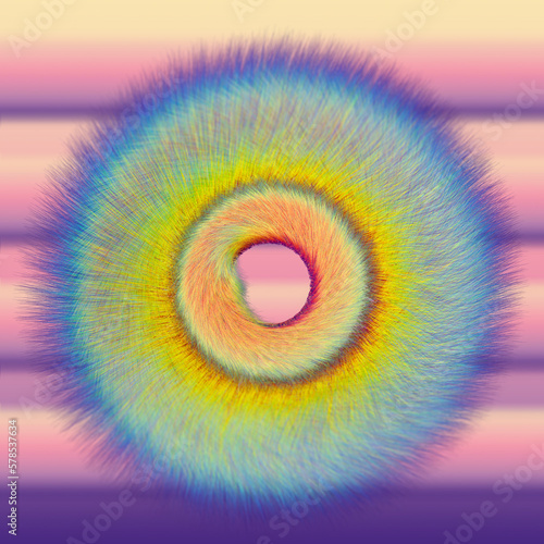 abstract hair circle eye, oval of color strands