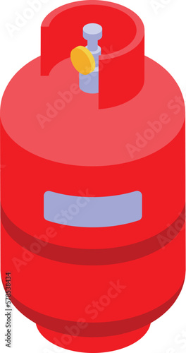 Propan bottle icon isometric vector. Gas worker. Man house