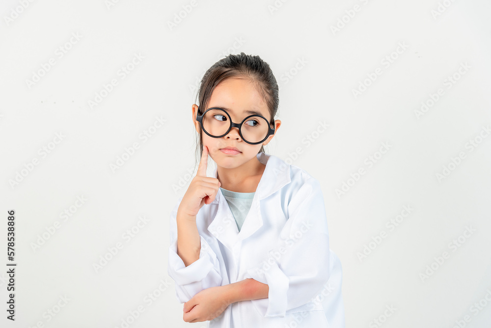 smart doctor Little Girl with white medical coat