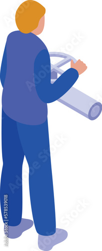 Gas pipe worker icon isometric vector. House engineer. Pipeline engineer