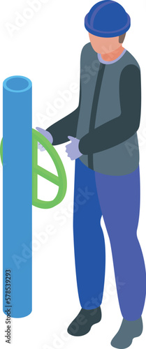 Gasman pipe icon isometric vector. Gas worker. Man technician