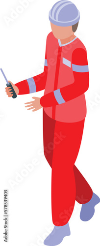 Gas repair man icon isometric vector. Worker industry. House factory