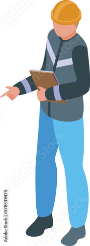 Gasman worker icon isometric vector. Gas industry. Man factory