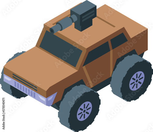 Rc jeep icon isometric vector. Remote control. Radio model