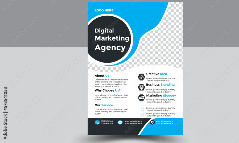 Obraz premium poster flyer pamphlet brochure cover design layout City Background Business Book Cover magazine or flier mockup in bright colors vector illustration template in A4 size.