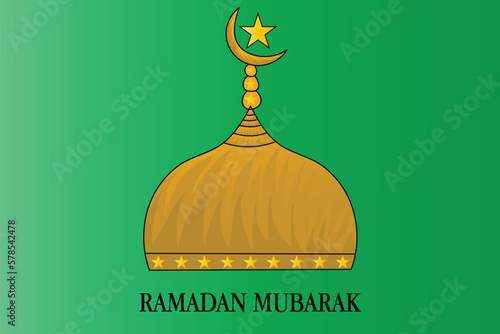 Light golden Ramadan Kareem mosque in the desert with Vector illustrations