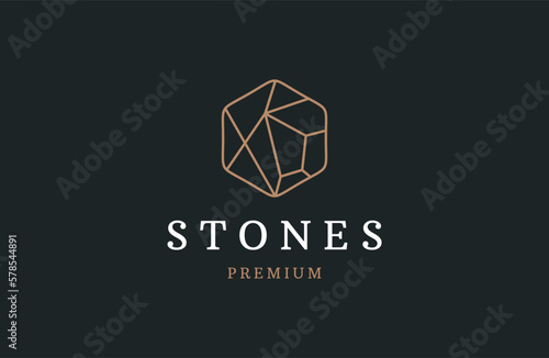 stone logo icon design vector illustration with abstract isolated black background