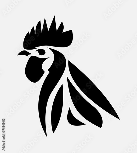 silhouette of a rooster face. logo icon. tribal tattoo vector. animal, decoration, ornament. suitable for print, sticker, poster, and more. vector illustration.