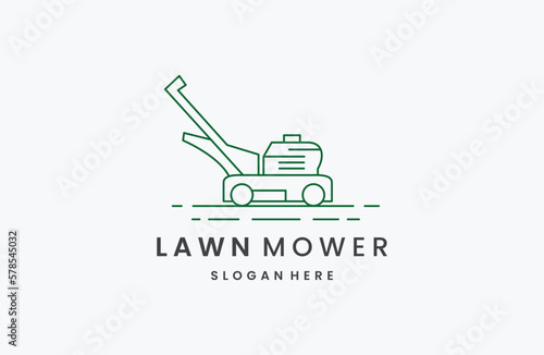 Lawn Mower Logo. Lawn Mowing Logo line art icon .