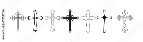 Set of crosses on white background