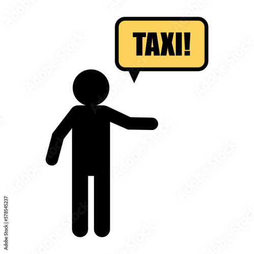 Human figure catching taxi ...