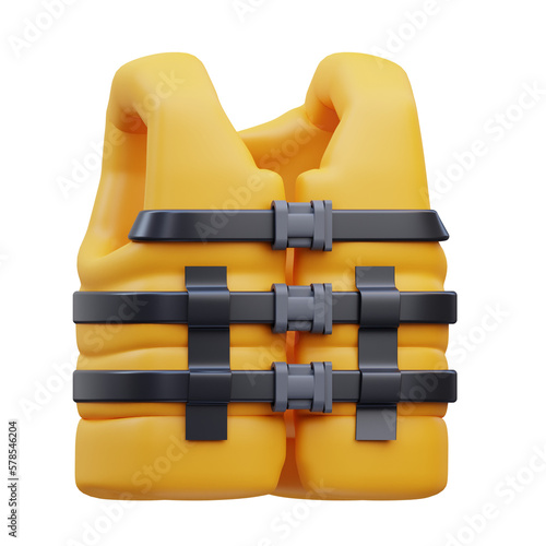 3d render Life vest icon illustration, suitable for safety design themes, user manual themes, web, app etc