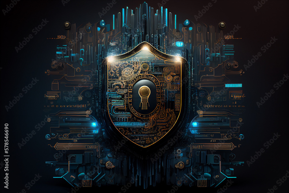 Fototapeta premium protection against cyber crime, internet network cyber security, generative AI