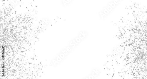 Multicolored monochrome confetti on isolated white background. Geometric holiday texture with glitters. Image for banners. Black and white illustration