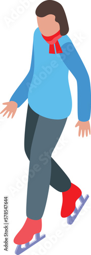 Woman skate icon isometric vector. Ice rink. Sport field