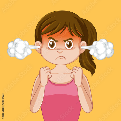 Teen Girl with Angry Face