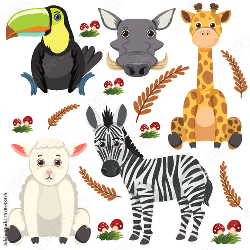 Set of mix animal character
