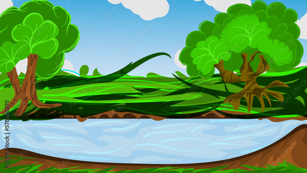 Fototapeta premium Vector illustration of a dream landscape