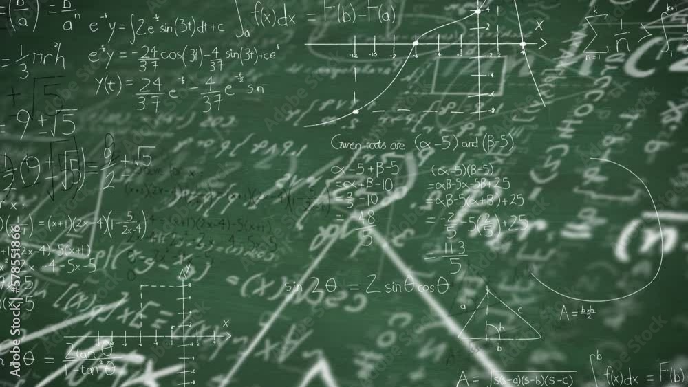 Animation of mathematical equations and diagrams against green background Animation of mathematical equations and diagrams against green background