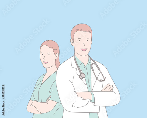 Doctor and stethoscope, vector illustration