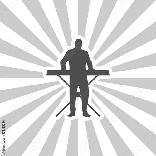 silhouette man playing on synthesizer icon template