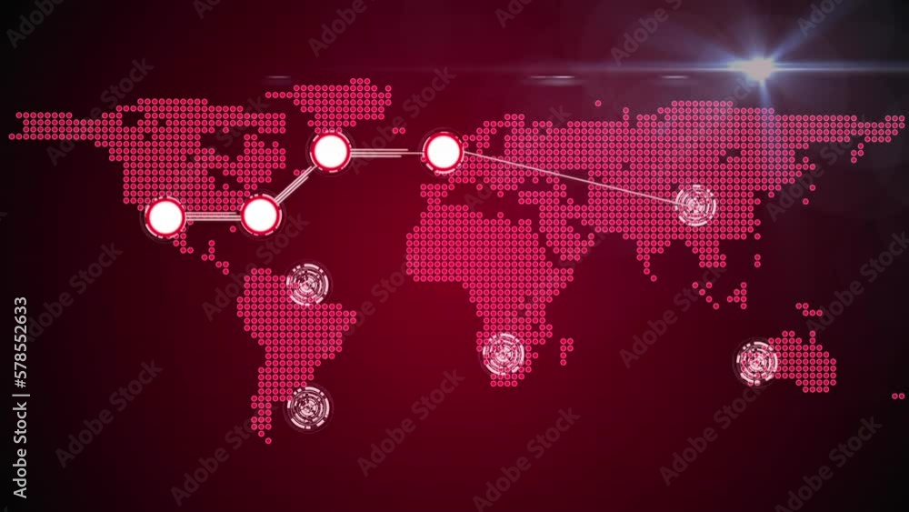 Animation of spots and connections over world map Animation of spots and connections over world map