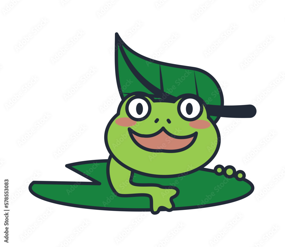 Fototapeta premium frog amphibian with leafs