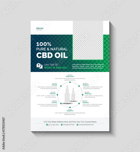 Hemp product CBD oil extract flyer design template