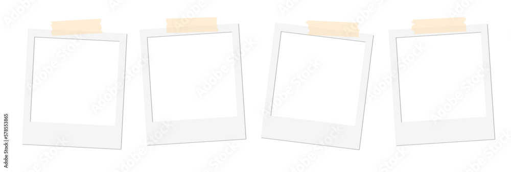 Isolated Blank White Polaroid Frames with Tape Isolated Blank White Polaroid Frames with Tape