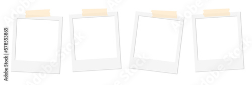Isolated Blank White Polaroid Frames with Tape
