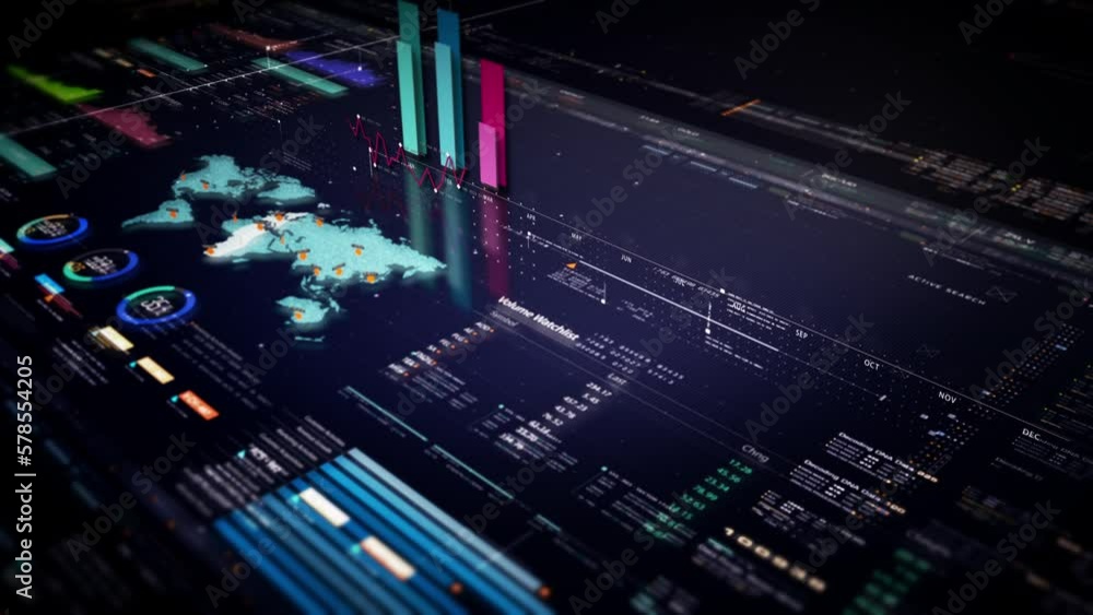 Business stock market, trading, info graphic with animated graphs, charts and data numbers insight analysis to be shown on monitor display screen for business meeting mock up theme Business stock market, trading, info graphic with animated graphs, charts and data numbers insight analysis to be shown on monitor display screen for business meeting mock up theme