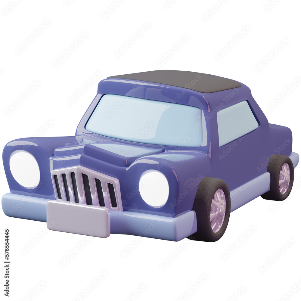 3D Retro Car Illustration