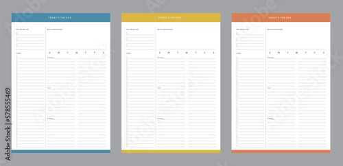 (baby) 3 set of today the day. Minimalist planner template set. Vector illustration.