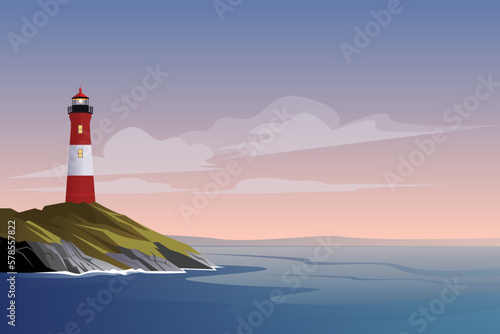 lighthouse on the island vector illustration