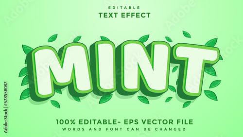 Minimal 3d Word Mint Editable Text Effect Design, Effect Saved In Graphic Style