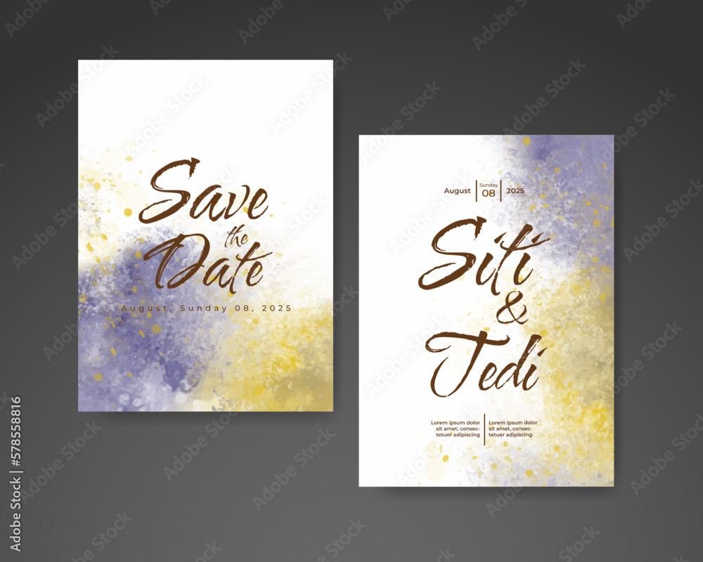 Wedding invitation with abstract watercolor background Wedding invitation with abstract watercolor background