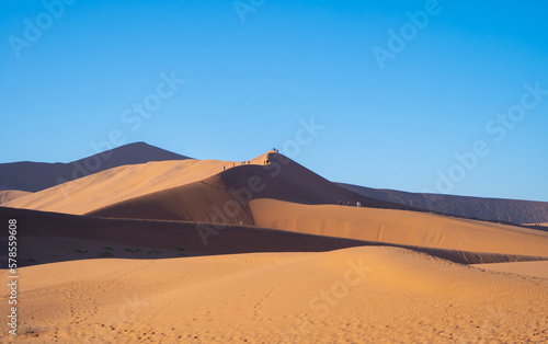 Namib Desert Safari with sand dune in Namibia  South Africa. Natural landscape background at sunset. Famous tourist attraction. Sand in Grand Canyon