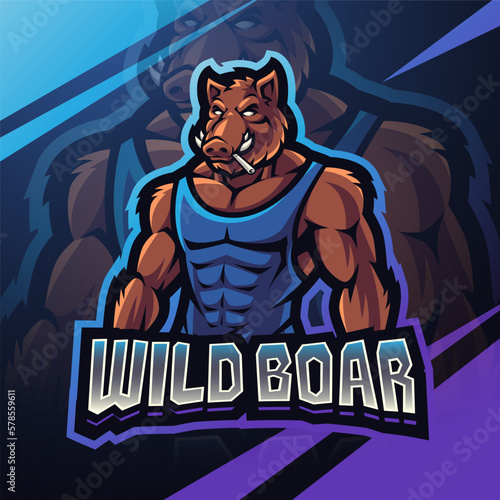 Wild boar esport mascot logo design