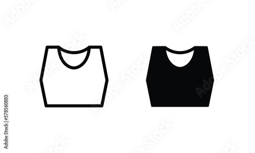 Wear Tank racerback cowl crop top fashion, oversized, apparel outwear shirt front, Women, men unisex, short sleeves, crew neck, dropped shoulder icon editable stroke vector sign flat