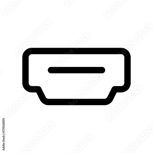 Editable vector hdmi cable port icon. Black, line style, transparent white background. Part of a big icon set family. Perfect for web and app interfaces, presentations, infographics, etc