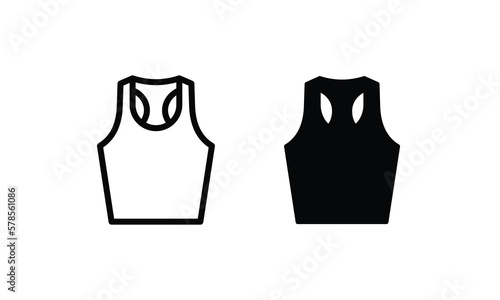 Wear Tank racerback cowl crop top fashion, oversized, apparel outwear shirt front, Women, men unisex, short sleeves, crew neck, dropped shoulder icon editable stroke vector sign flat