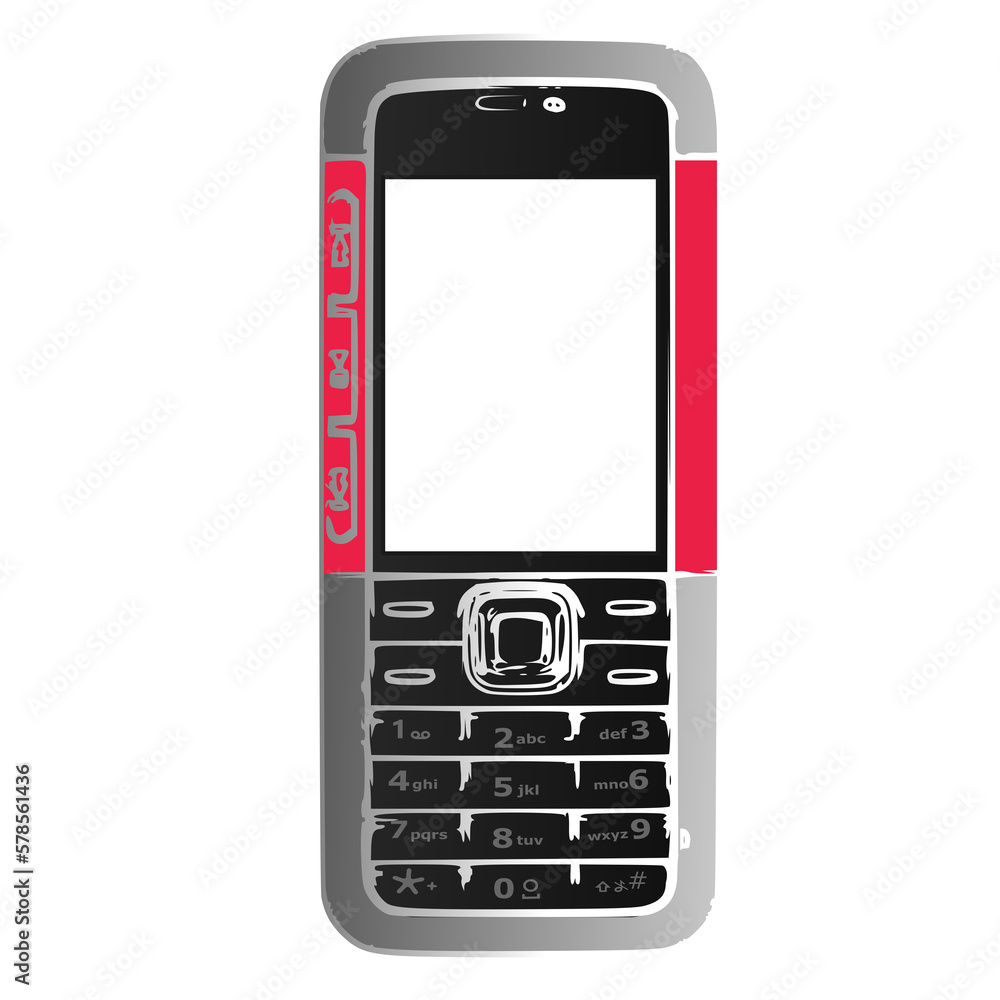 art mobile feature phone isolated on white background art mobile feature phone isolated on white background