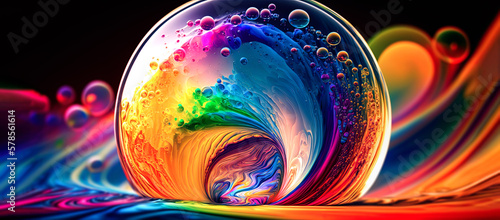 Fototapeta Naklejka Na Ścianę i Meble -  Swoosh of colors. Liquid colors swoosh in a transparent orb. spinning like a tsunami wave. generative AI.
