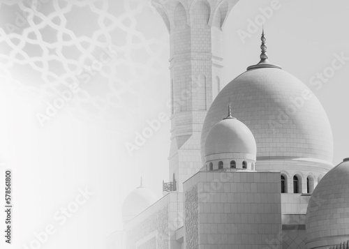 An Islamic background for a mosque in gray, a background for Ramadan. Social media posts .Muslim Holy Month Ramadan Kareem 